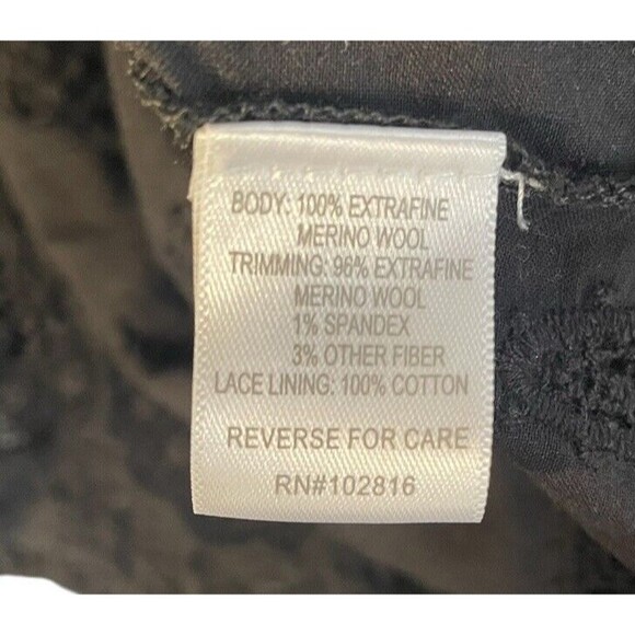 Garnet Hill Womens M  Gray  Wool Turtle Neck Pullover Side Buttons Lace Trim‎ - Picture 8 of 14